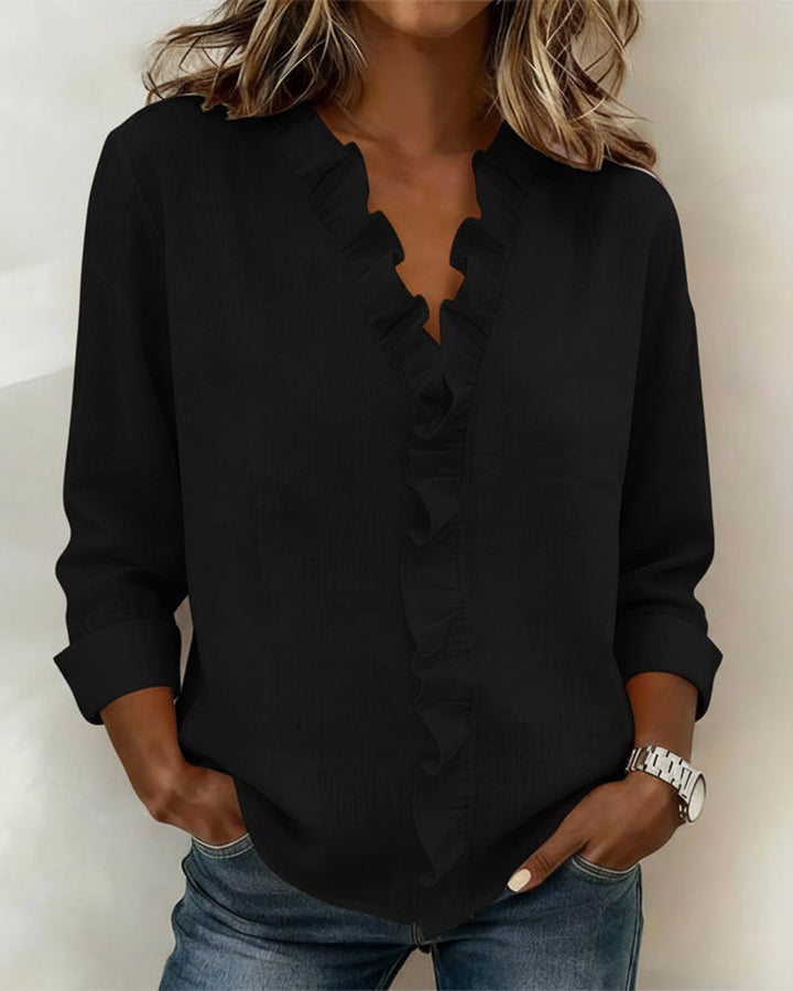 Ivy | Elegant blouse with long sleeves and V-neck