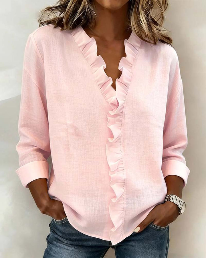 Ivy | Elegant blouse with long sleeves and V-neck
