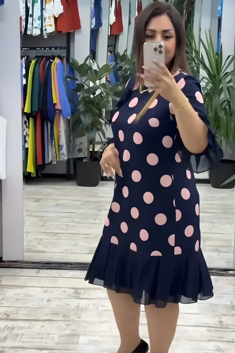 Aubrey | Midi Dress with Flared Sleeves and Polka Dots