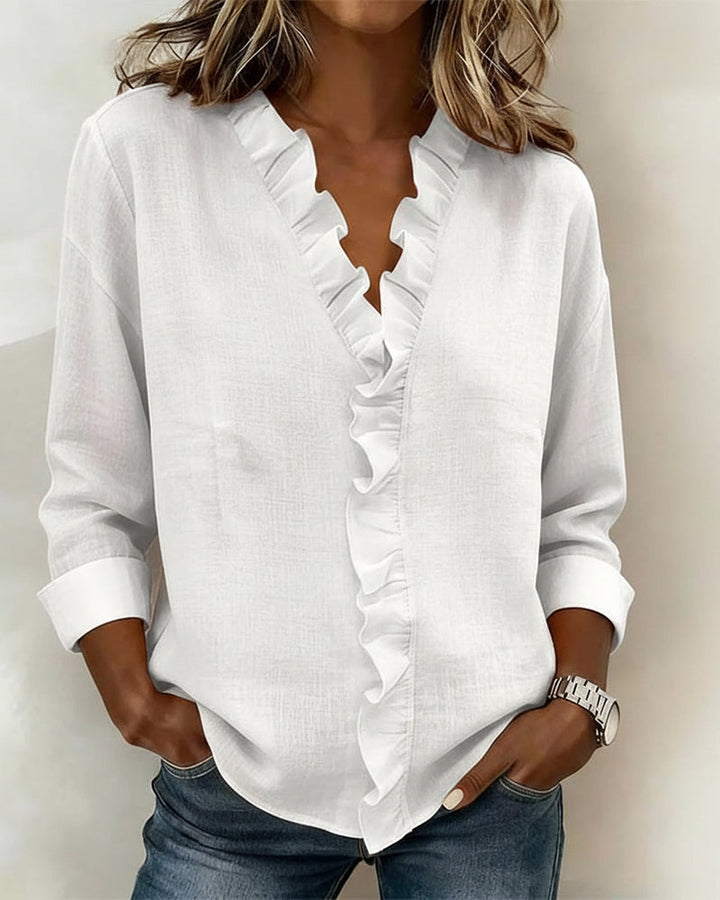 Ivy | Elegant blouse with long sleeves and V-neck