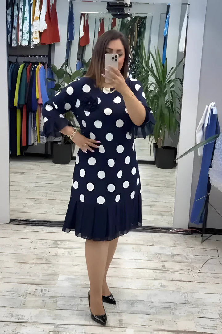 Aubrey | Midi Dress with Flared Sleeves and Polka Dots