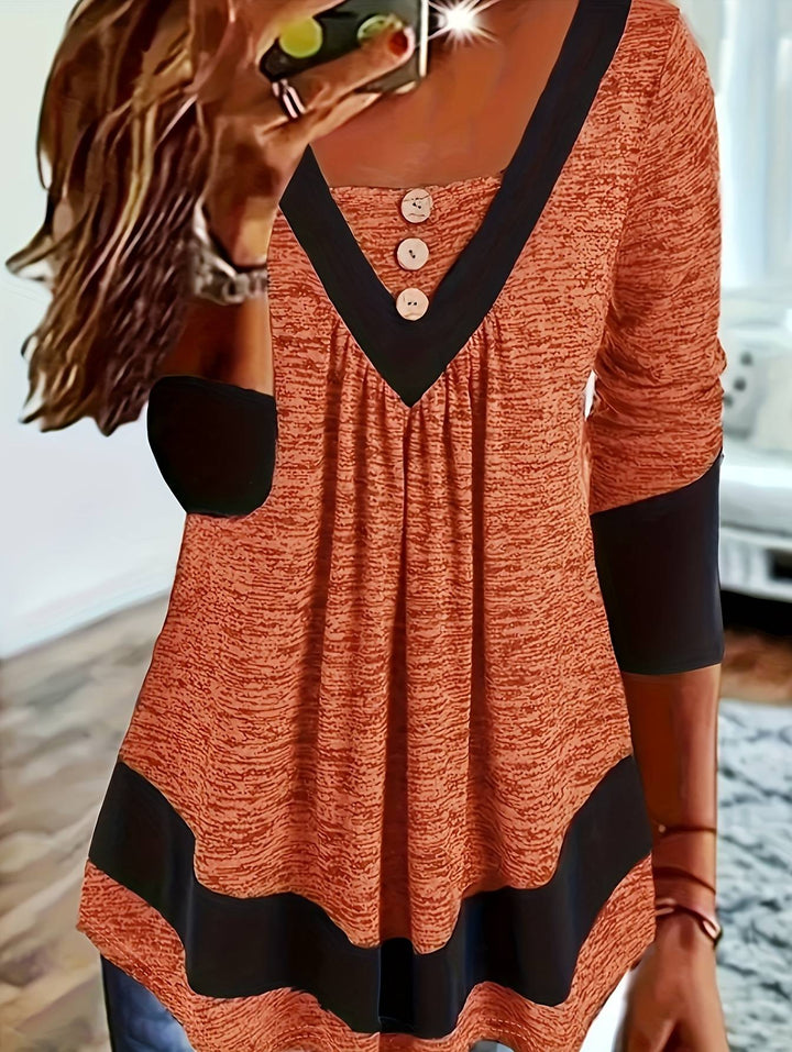 Stella | Long Sleeve T-Shirt With Button