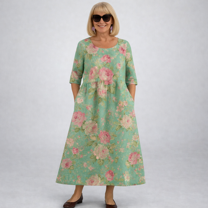 Zoey | Midi Floral Dress with Pockets
