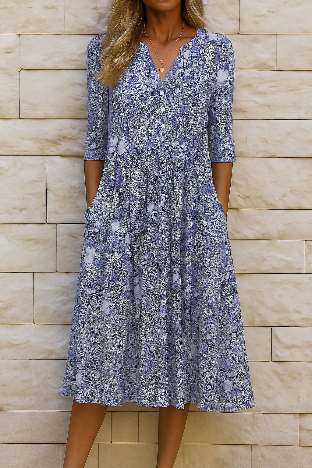 Victoria | Elegant Floral Dress with V-Neck