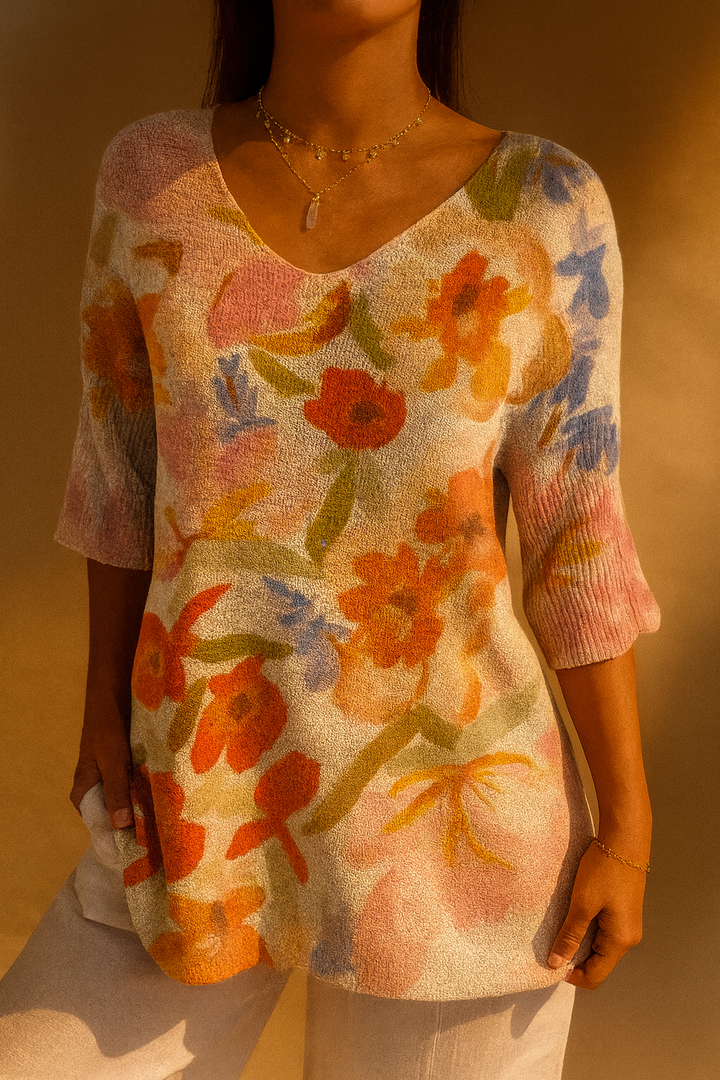 Morgan | Women's Vintage Art Floral Casual Pullover Knit
