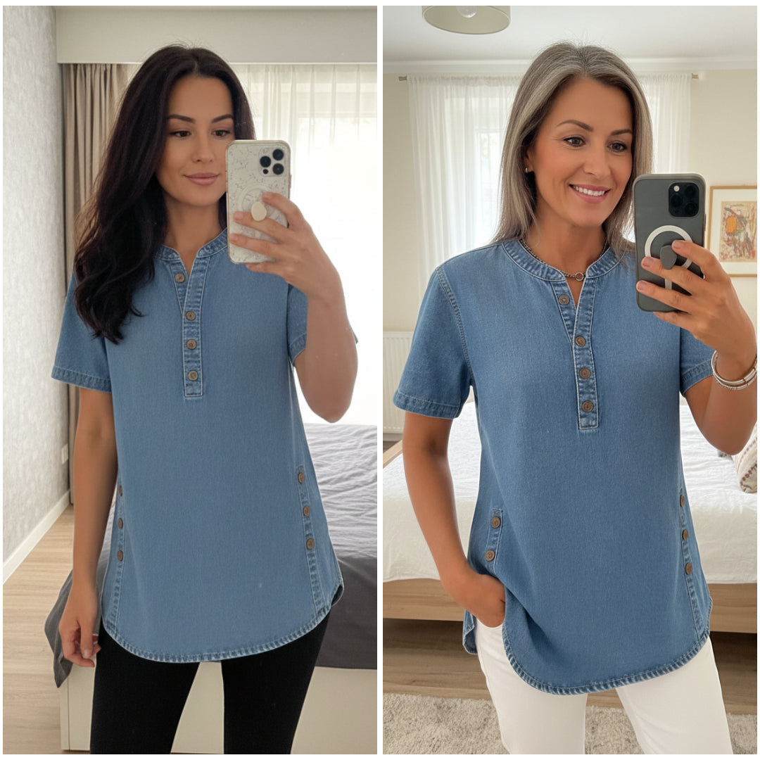 Hannah | Denim Blouse with a Loose Fit