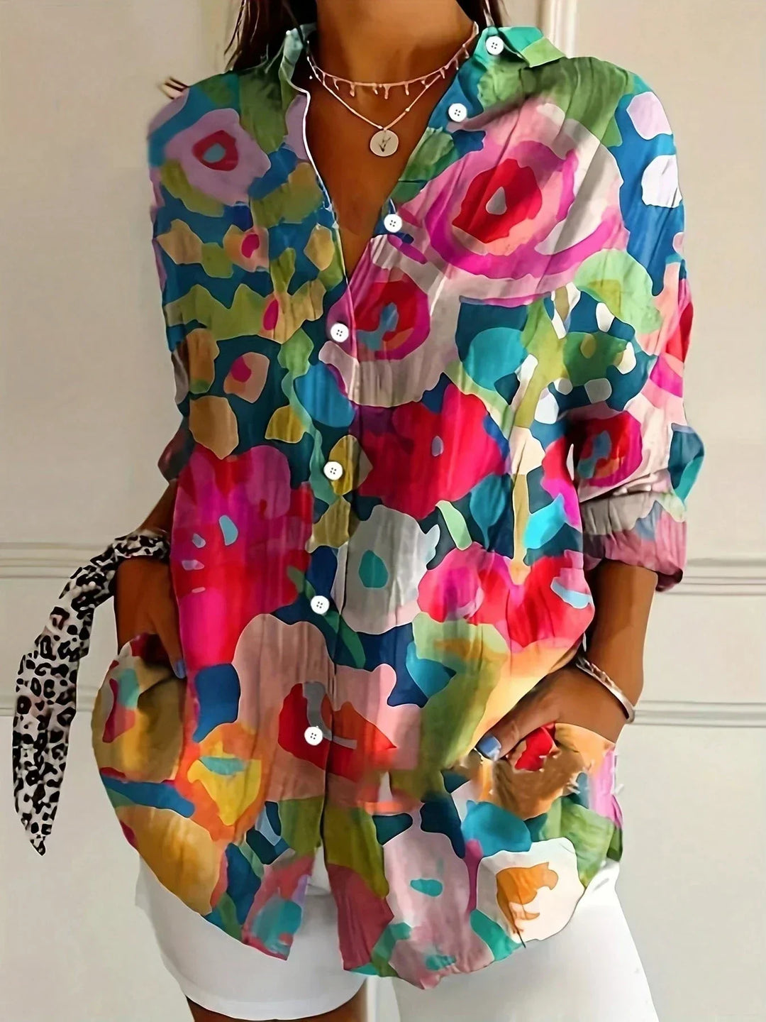 Brooklyn | Elegant Long Sleeve With Colorful Pattern Shirt