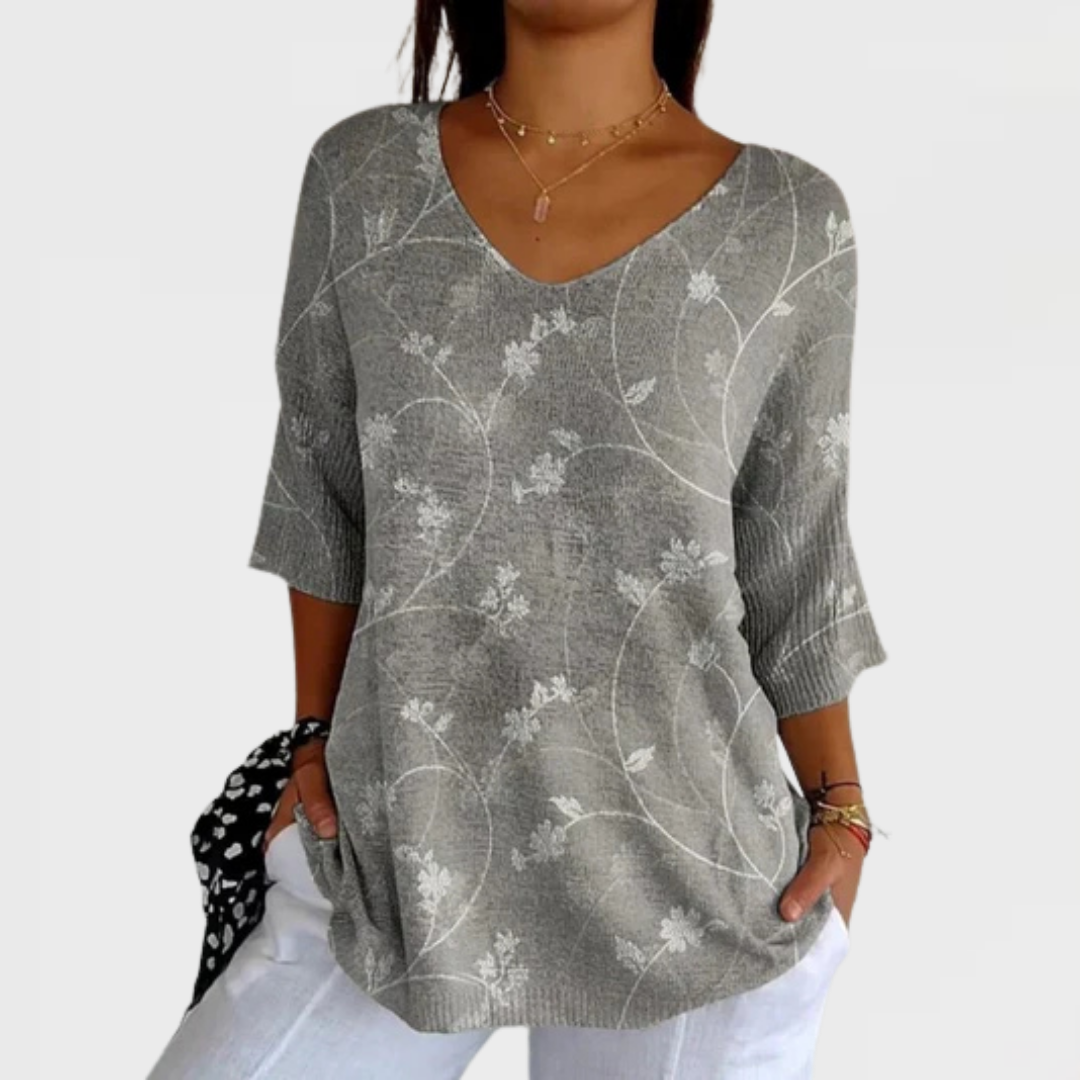 Ava | Women's Vintage Floral Art Casual Pullover Knit