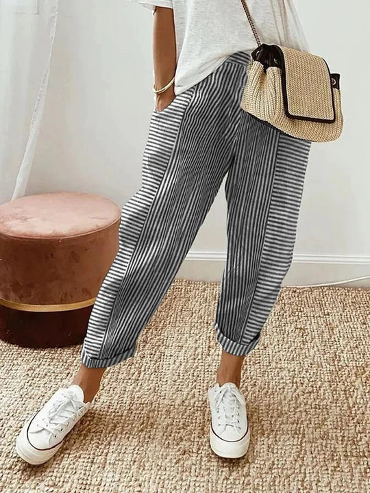 Charlotte | Striped Cotton Pants