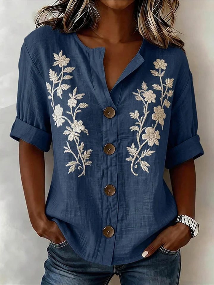 Gomez | Elegant Top With Floral Embroidery