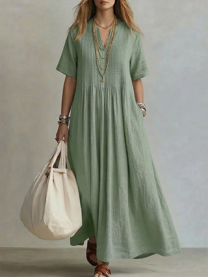Madison | Elegant Dress with V-Neck and Short Sleeves
