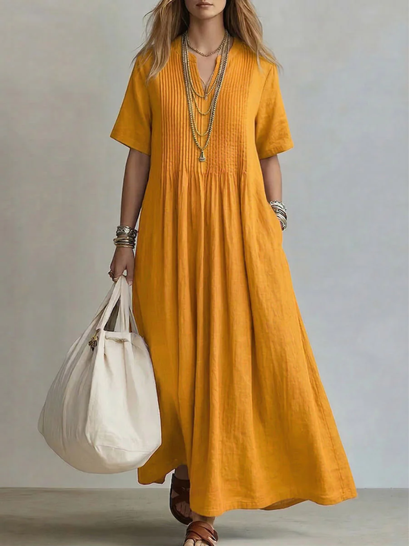 Madison | Elegant Dress with V-Neck and Short Sleeves