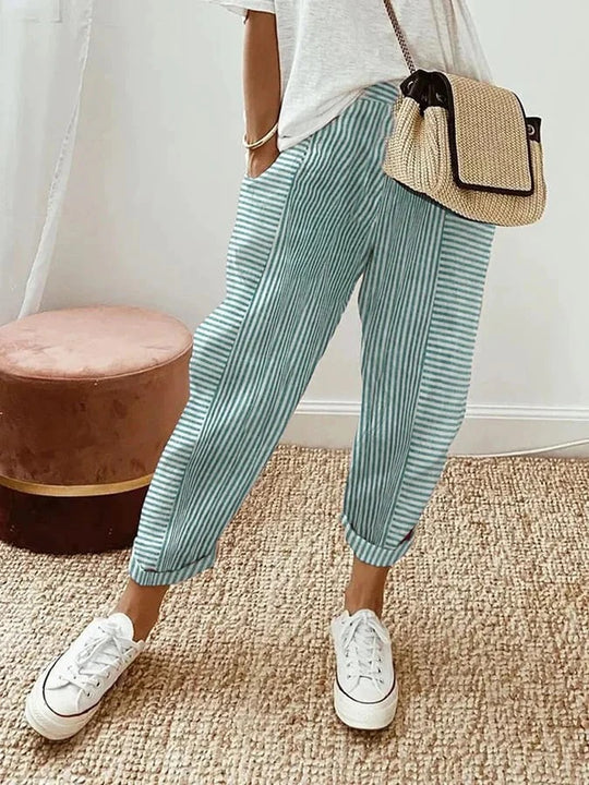 Charlotte | Striped Cotton Pants