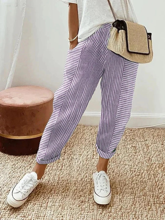 Charlotte | Striped Cotton Pants